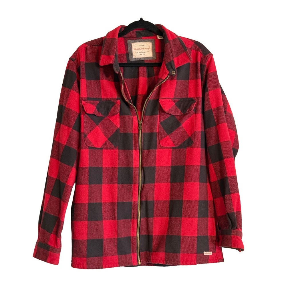 Buffalo Plaid Jacket Red Black Lumberjack Flannel Workwear Coat | Size L